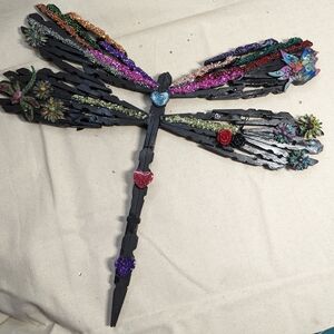 Colorful Dragonfly Wall Art with Glitter Accents